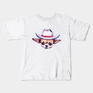 Cowboy Chihuahua Watercolour Kids T-Shirt